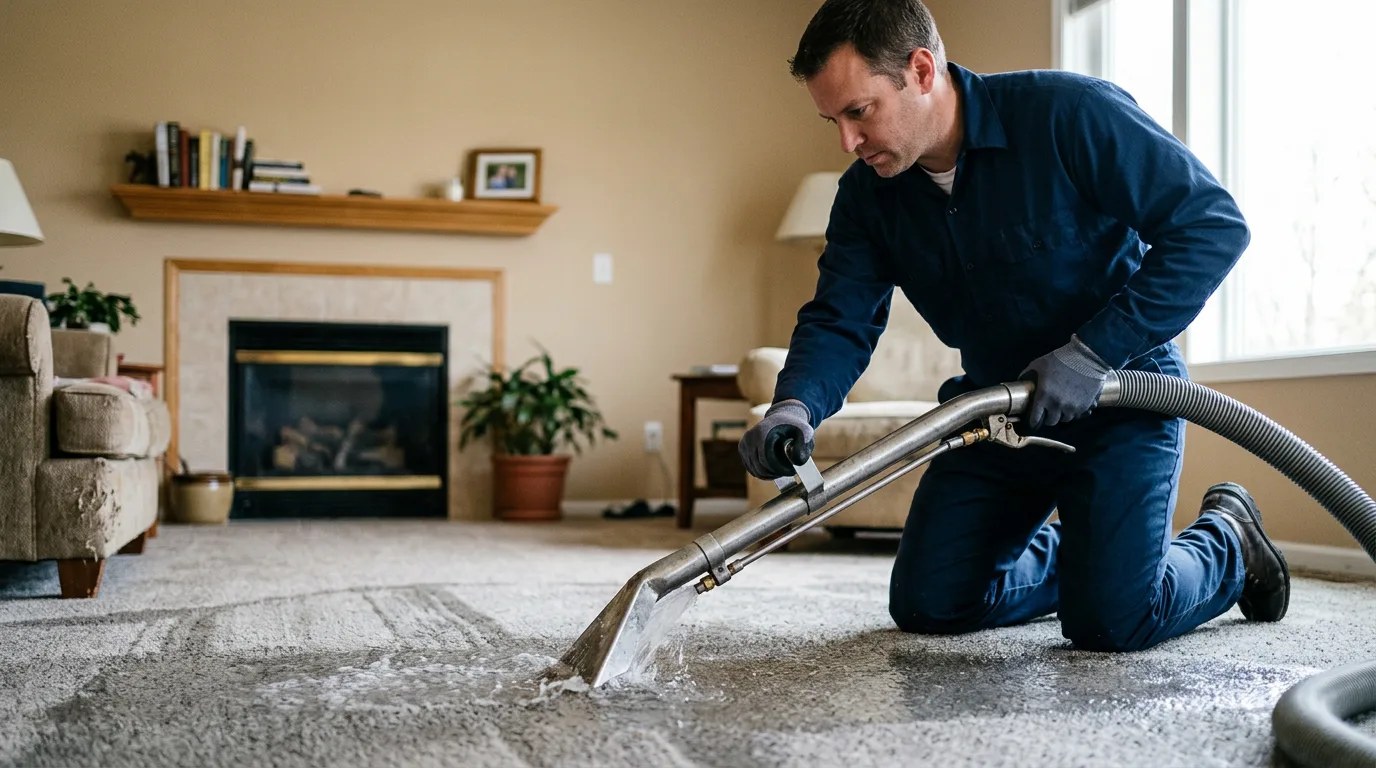 Water damage restoration technician working near Solsberry, IN